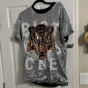 Sequin Tiger Graphic Women's Top